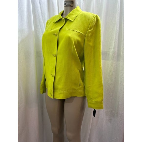 Dana Buchman Blazer Petite Green Linen Jacket Button Front Casual Size 12P #1272 - Picture 5 of 16